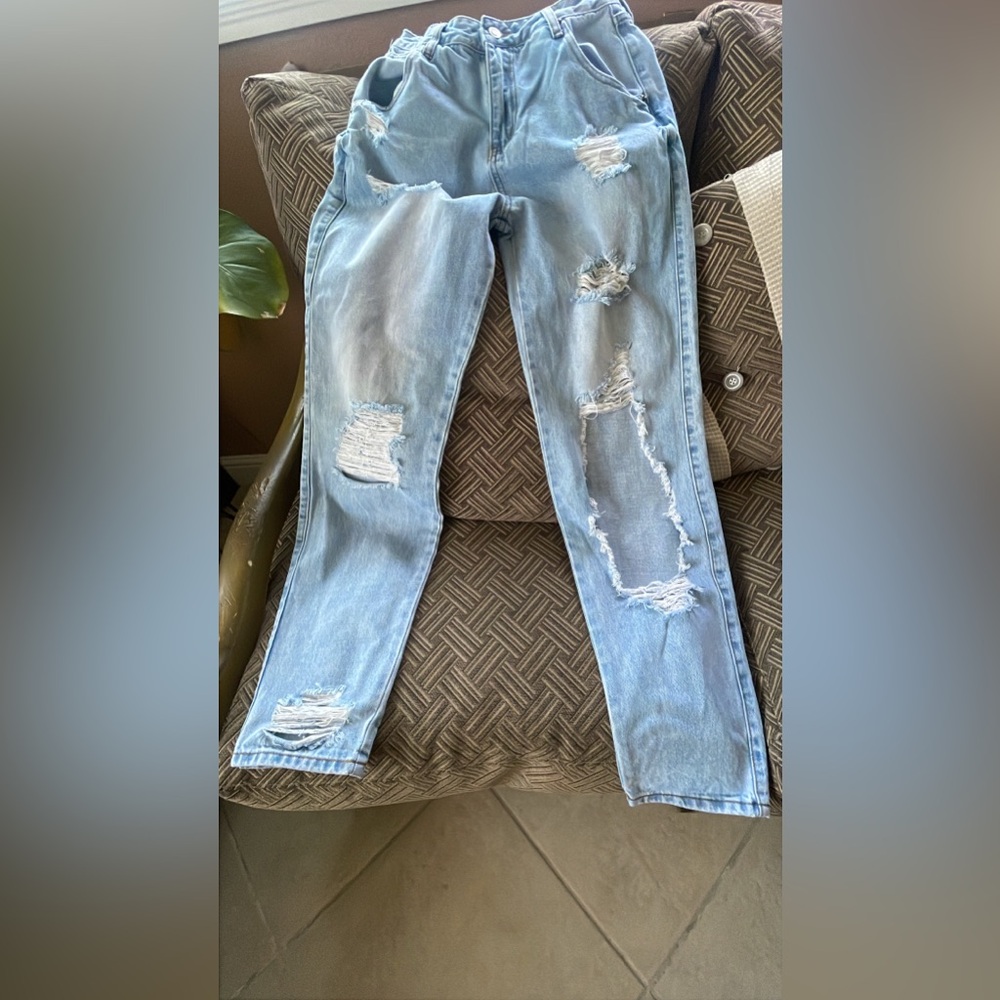 Fashionova light blue ripped jeans size 1